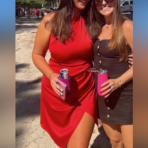 Red Satin Mini Dress